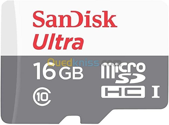 SanDisk Ultra Carte Mémoire MicroSDHC - Classe 10 - 16 Go - UHS I - 80 MB/s