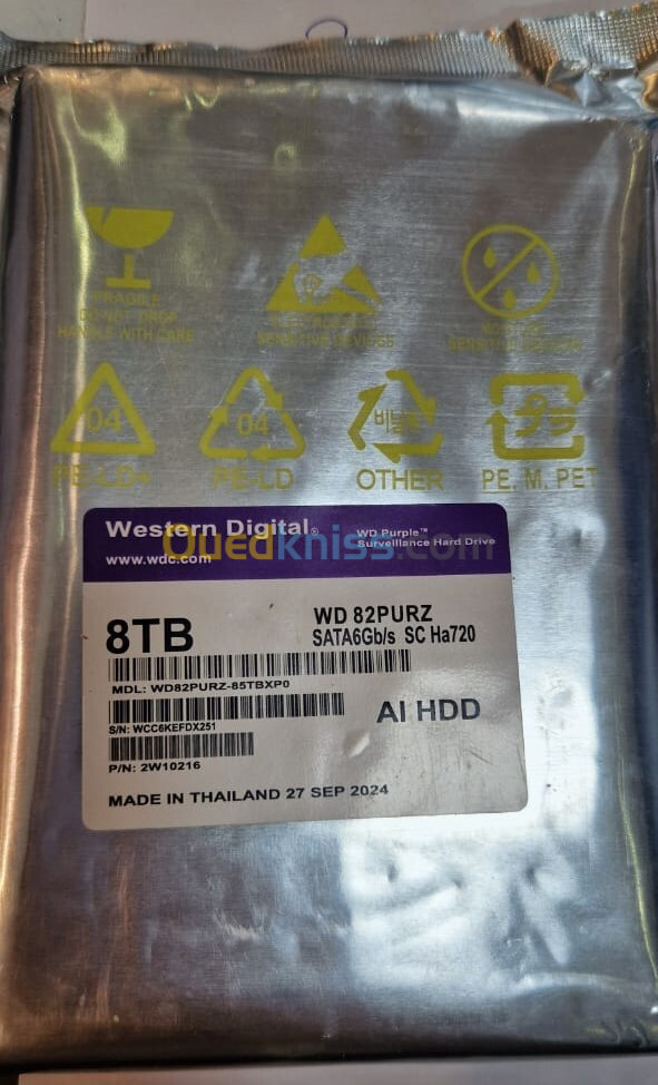 WD PURPLE 10TB HDD - DISQUE DURE SURVEILLANCE - WD102PURZ - SATA 6GB/S - 3,5" 256MB - 7200 RPM - CMR