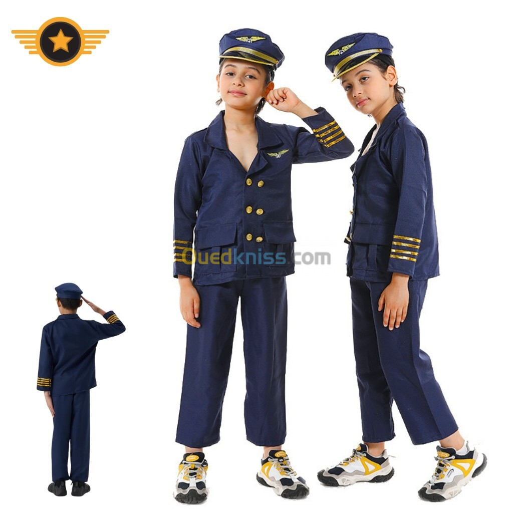 Costume Pilot pour Enfant 4-7 ans Chemise, Pantalon, Chapeaux