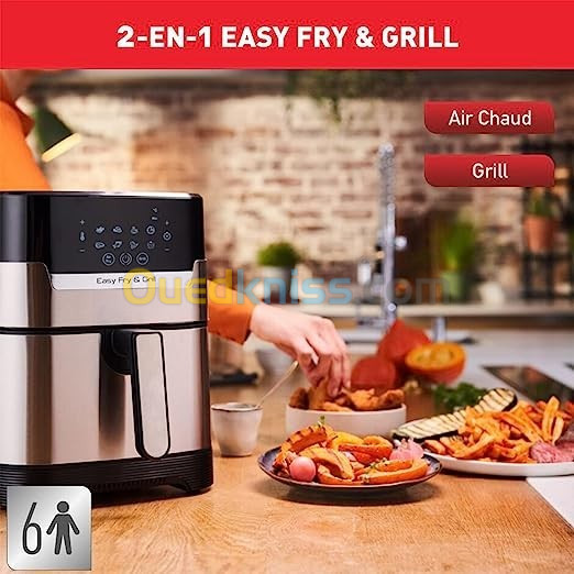 Friteuse Moulinex sans huile XL + gril, 4,2 L, 6 personnes, 8 programmes 1400 W  