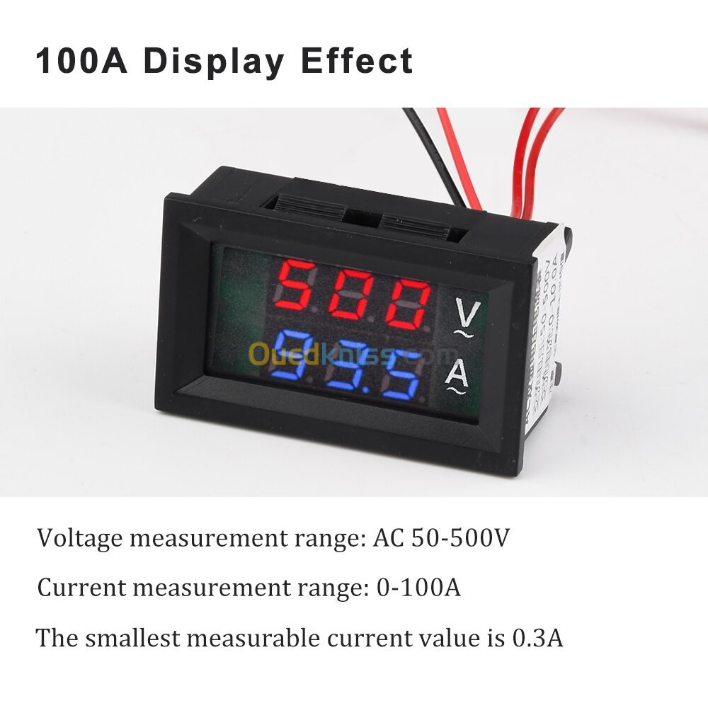 Voltmètre/Ampèremètre Numérique AC 50-500V/0-100A