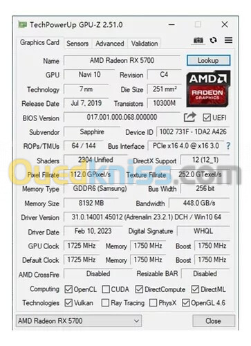 SAPPHIRE PULSE AMD RADEON RX 5700 8G GDDR6 WITH TRI-X