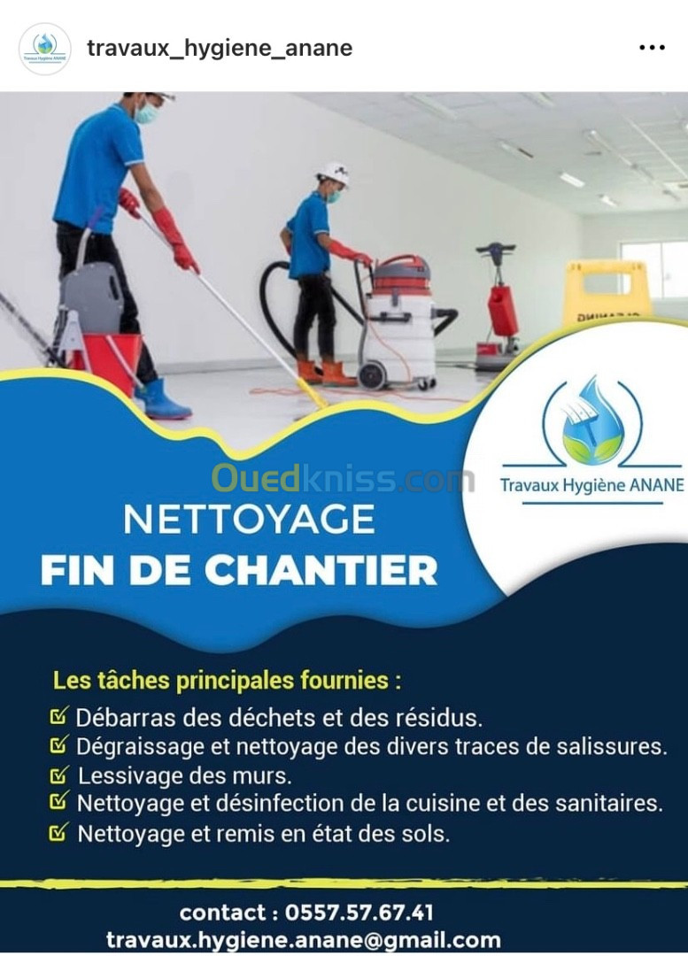 Nettoyage fin de chantier 