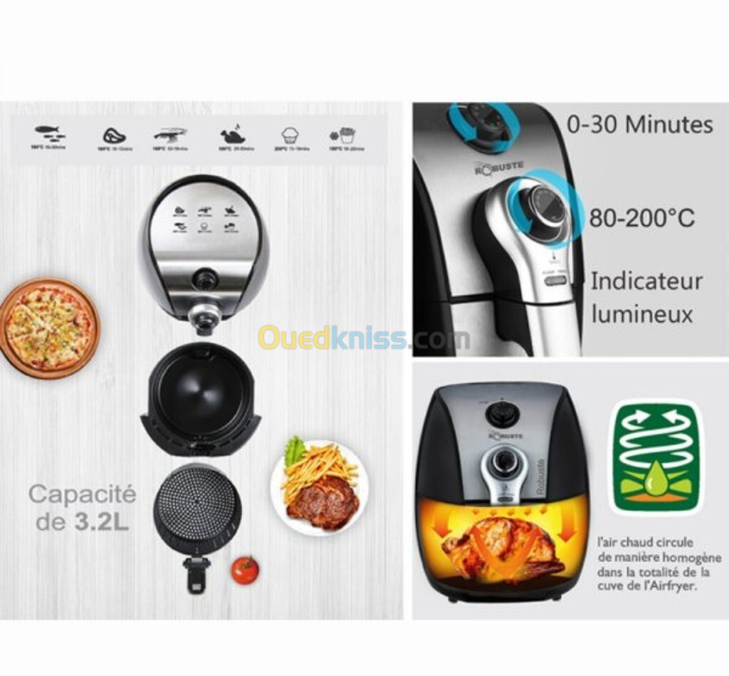 Previous Next Robuste Friteuse Électrique Sans Huile - Air Fryer - 3.2 Litres - 1500 - مقلاة هوائية