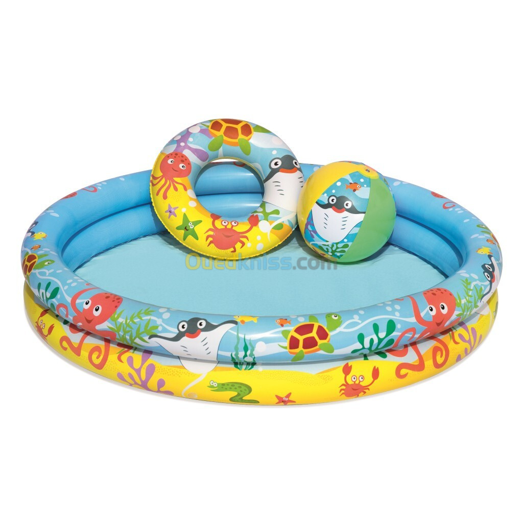 Piscine 3 e 1 avec bouée et ballon pour enfants Bestway