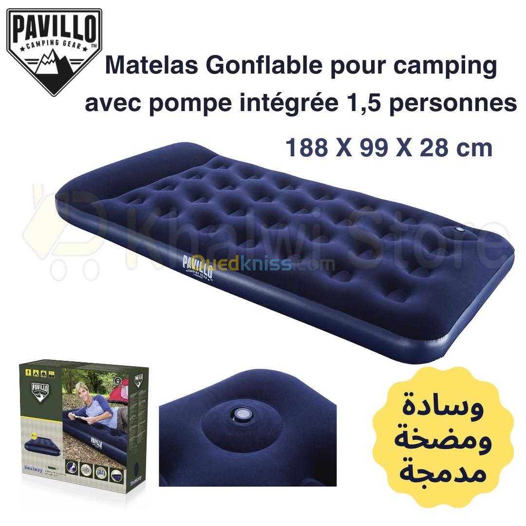 Matelas gonflable avec oreiller et pompe intégré 1.5 place فرشة تخييم 1.5 شخص بوسادة ومضخة مدمجة