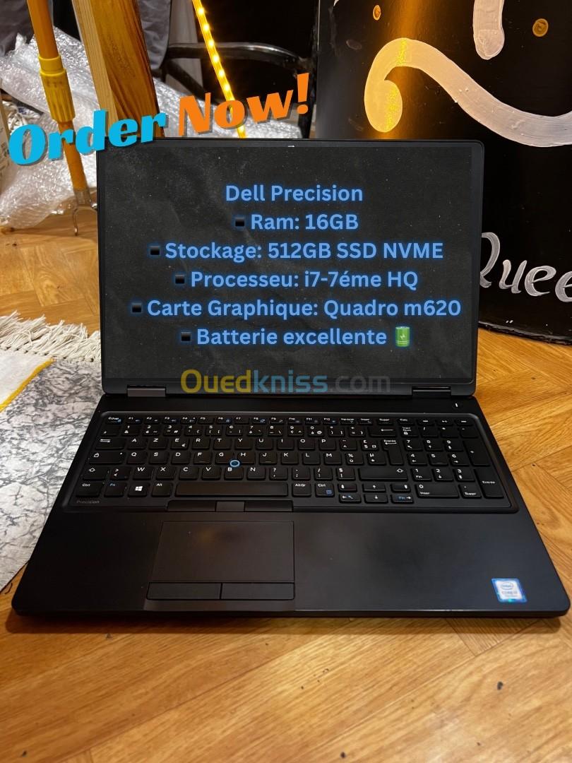 Dell Precision i7-7émeHQ/16GB/512GB SSD NVME/Double cartes graphiques/ 15.6" FHD