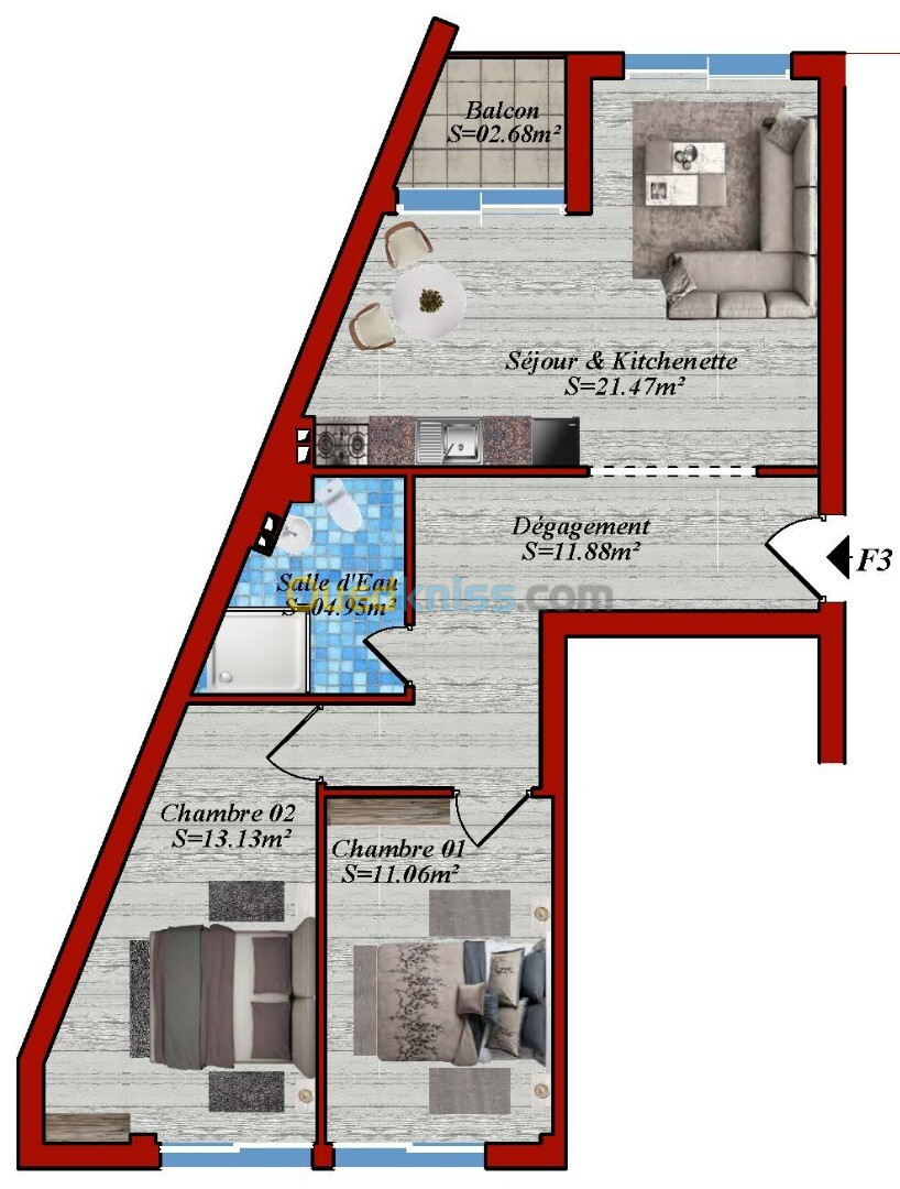 Vente Appartement F3 Béjaïa Bejaia