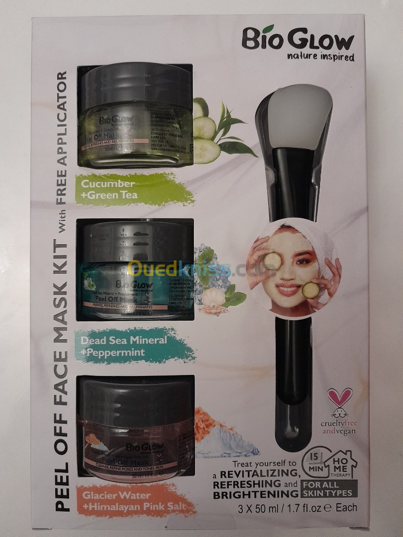 Coffret 3 masques pour le visage avec pinceau applicateur 