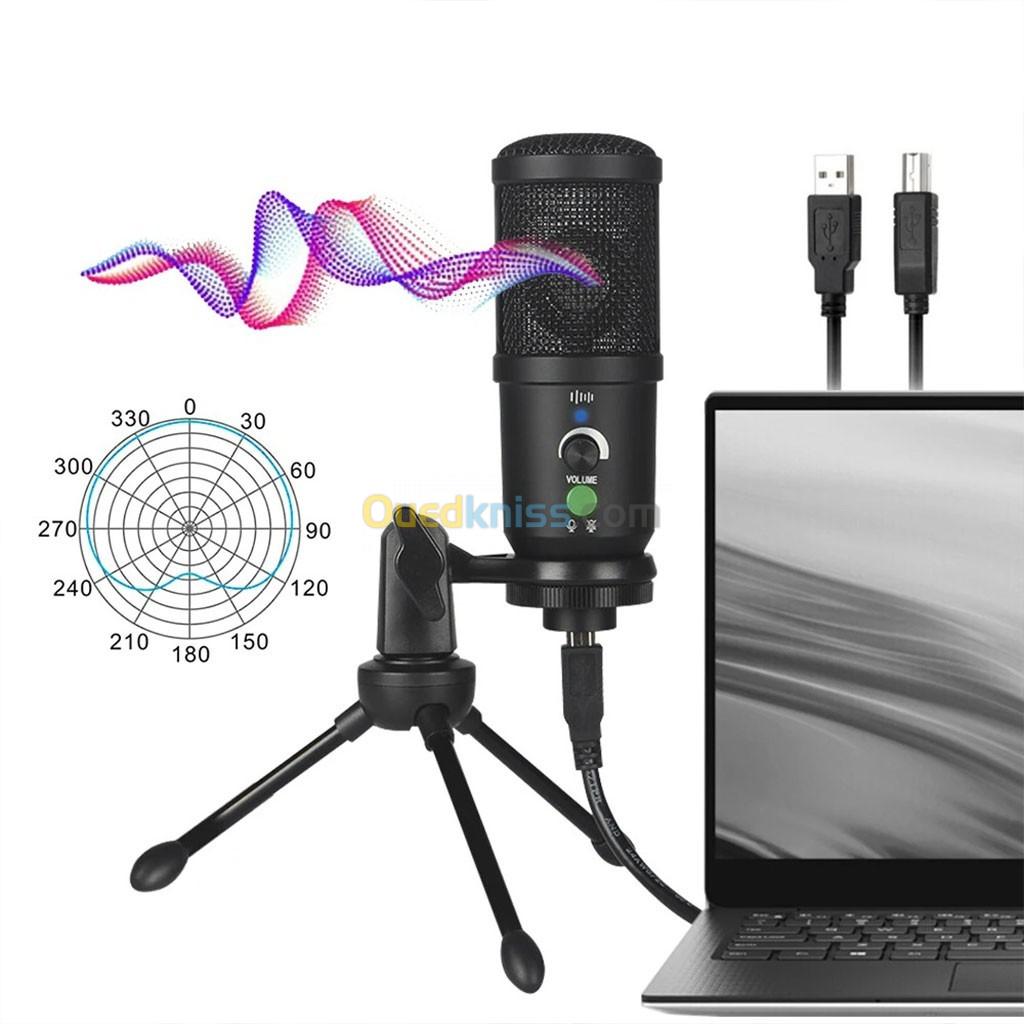 Microphone à condensateur USB professionnel avec Trépied BM66