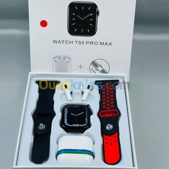 ساعةذكية مضادة للماء 3في 1 بتقنية البلوتوث مع خاصية حساب نبضات القلب Smart Watch T55PRO MAX