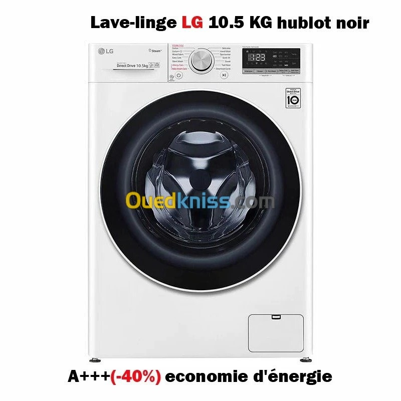 PROMO MACHINE A LAVER LG 10.5KG BLANCHE HUBLOT NOIR -40