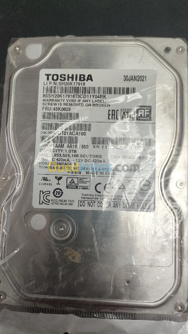 HDD 1 TERA TOSHIBA PRESQUE NEUF 