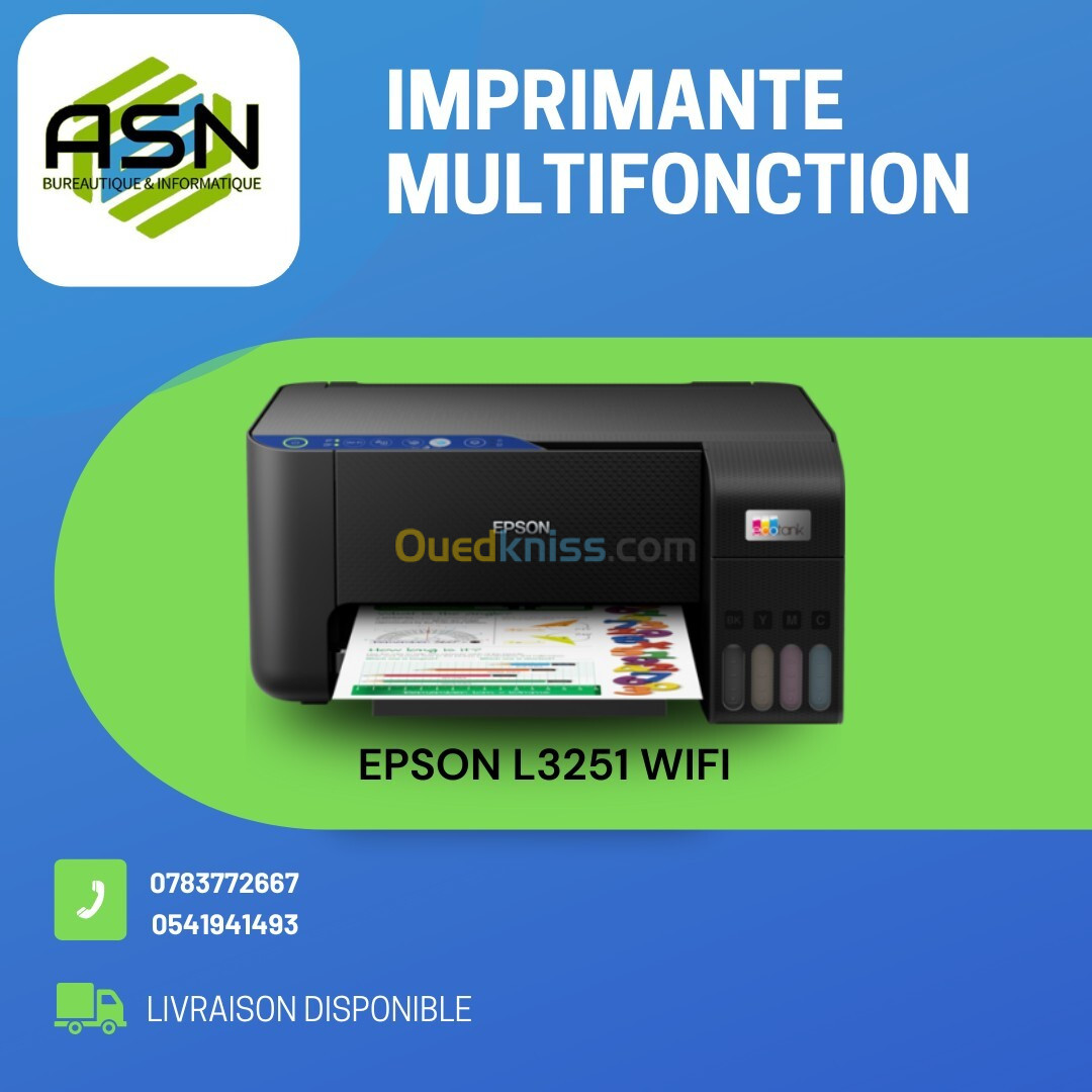 IMPRIMANTE MULTIFONCTIONS EPSON ECOTANK L3251 WIFI