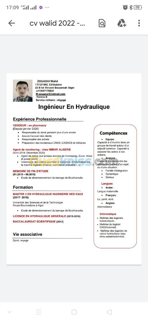 Ingénieur en Hydraulique