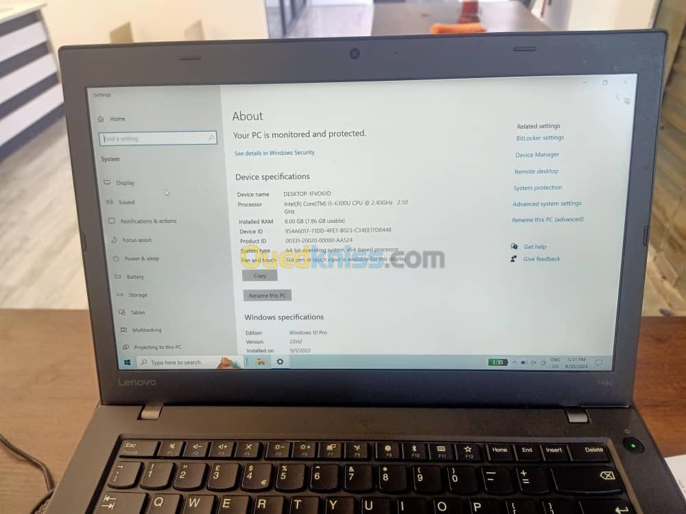 PC PORTABLE LENOVO T460