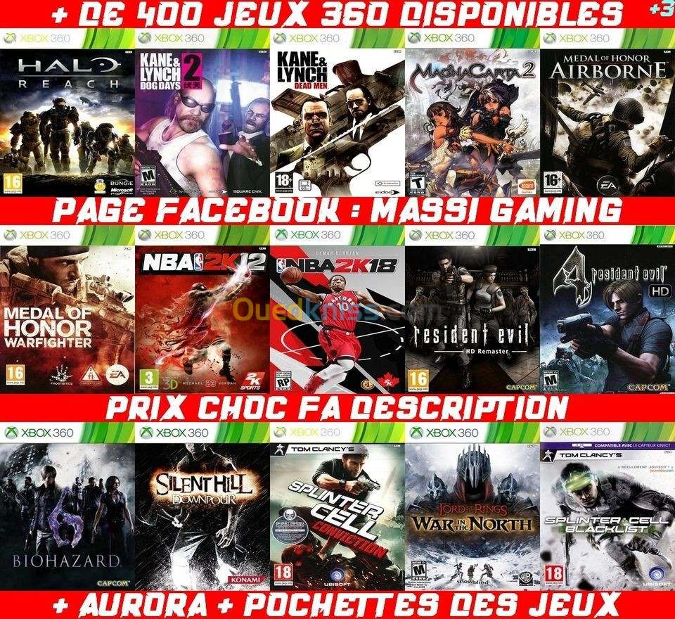 INSTALLATION JEUX XBOX 360 (PRIX CHOC FA DESCRIPTION) *