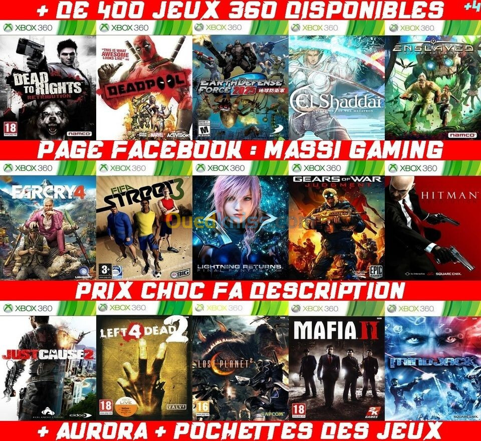 INSTALLATION JEUX XBOX 360 (PRIX CHOC FA DESCRIPTION) -