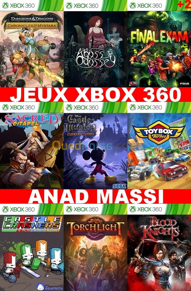 INSTALLATION JEUX XBOX 360 (PRIX CHOC FA DESCRIPTION) *