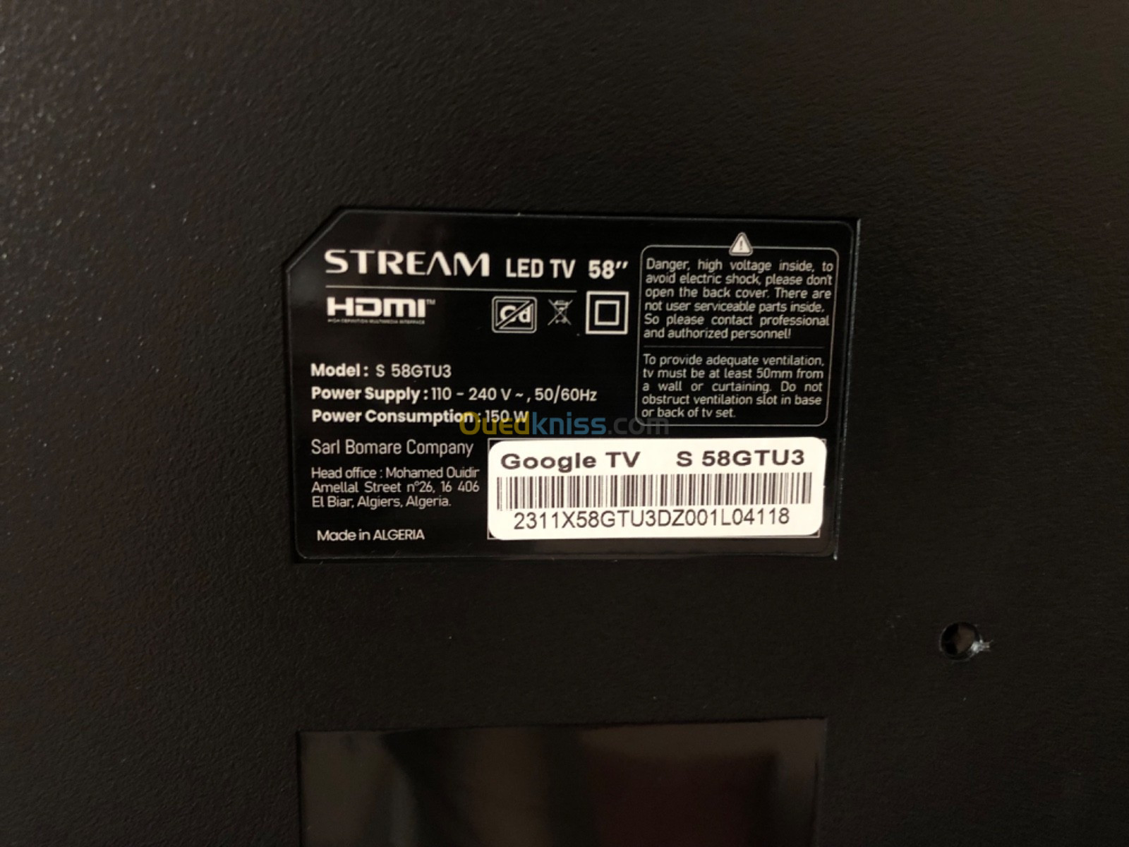 Stream Google TV 4k ultra HD 58 pouce