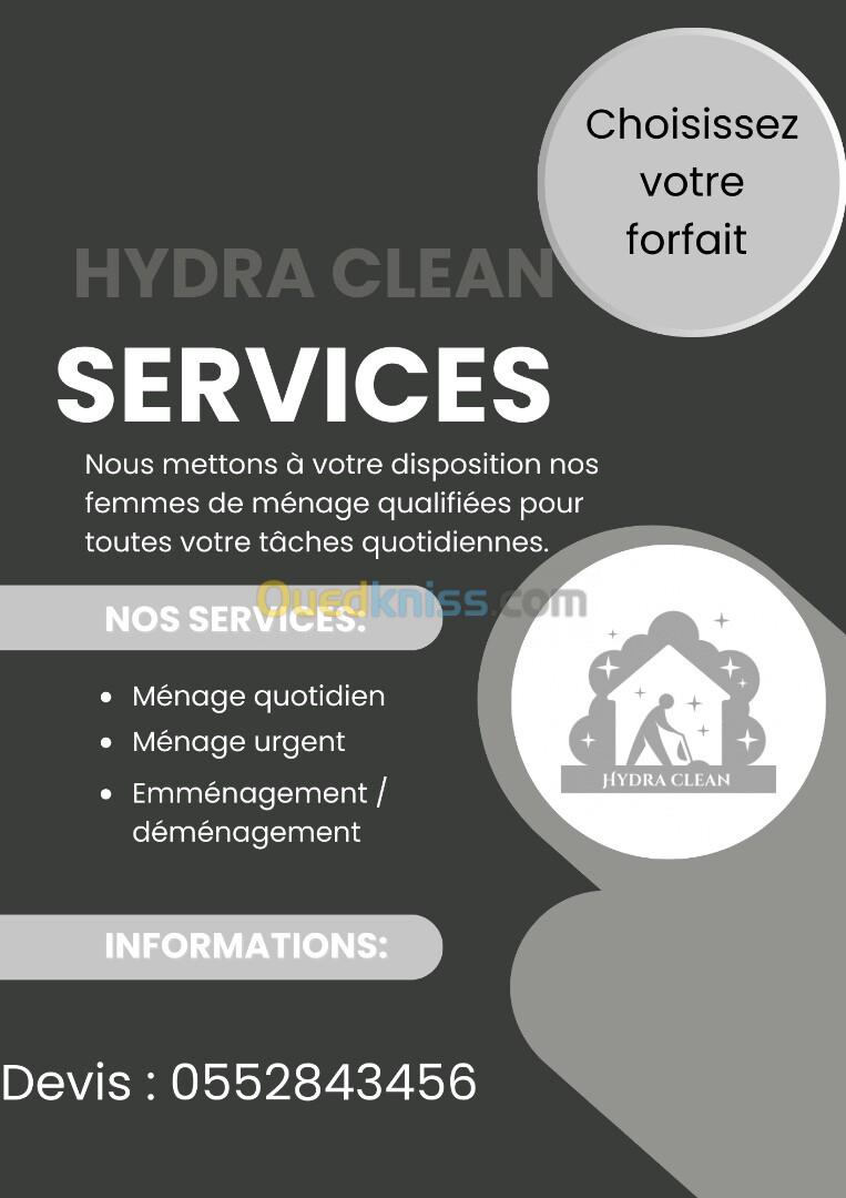 Entreprise de nettoyage  , agent d’entretien , femme de ménage hydra clean services