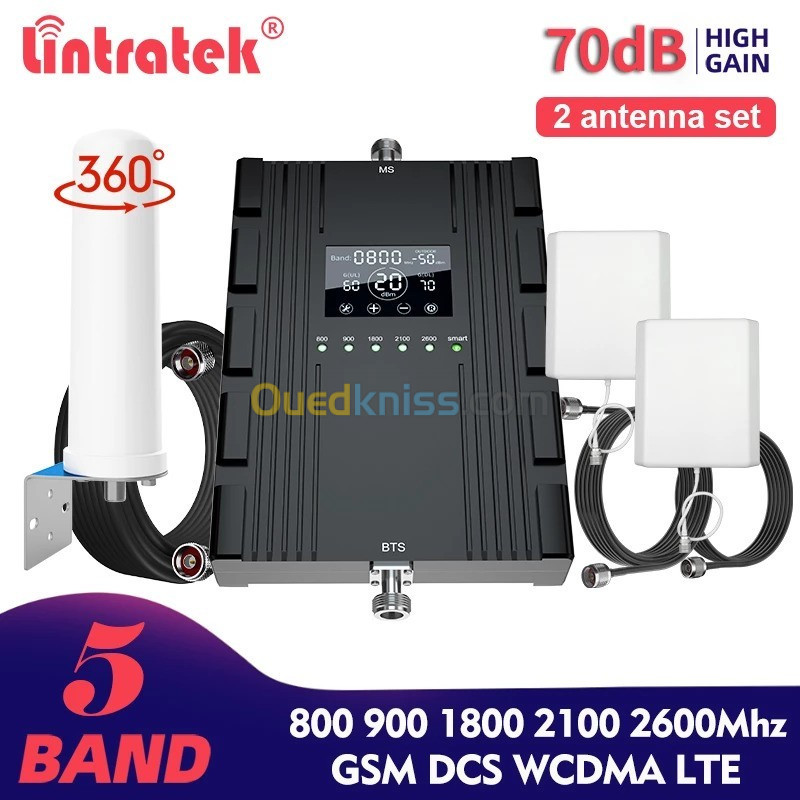 Amplificateur GSM Répéteur Lintratek 5 Bands AA20-LGDWL-B20/B7 Garantie 24Mois