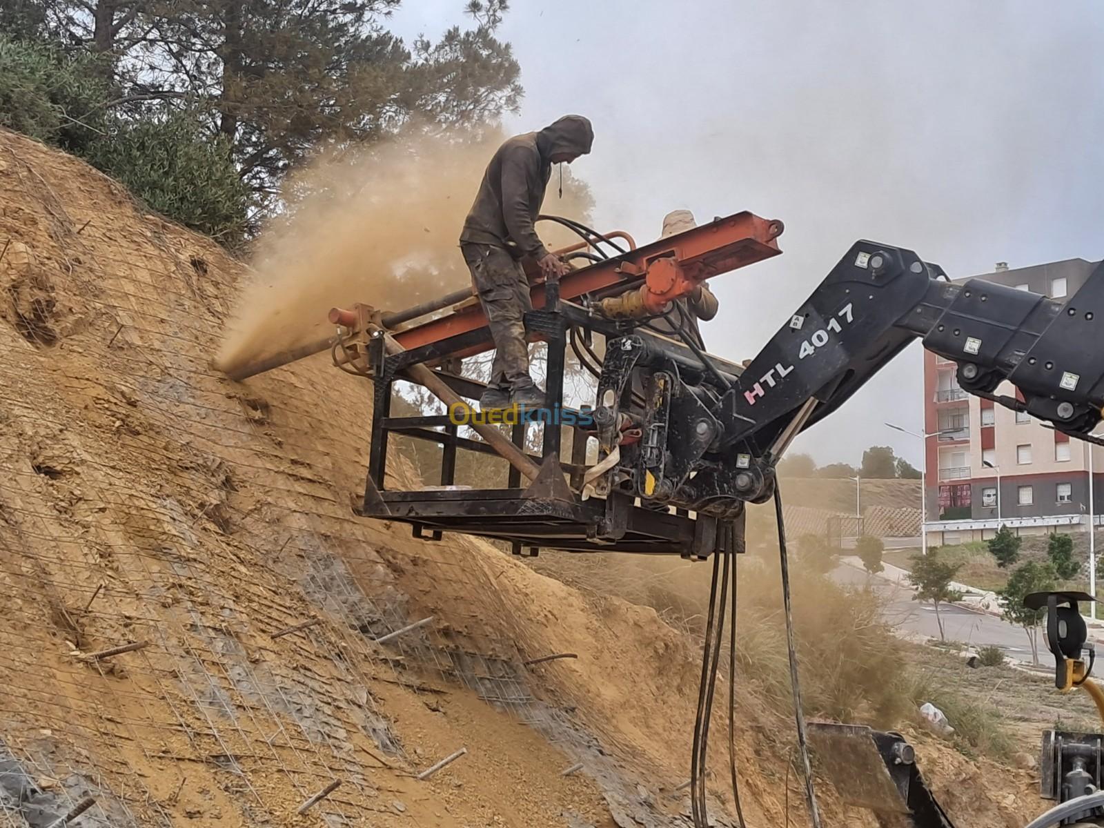 Beton projeté et clous 