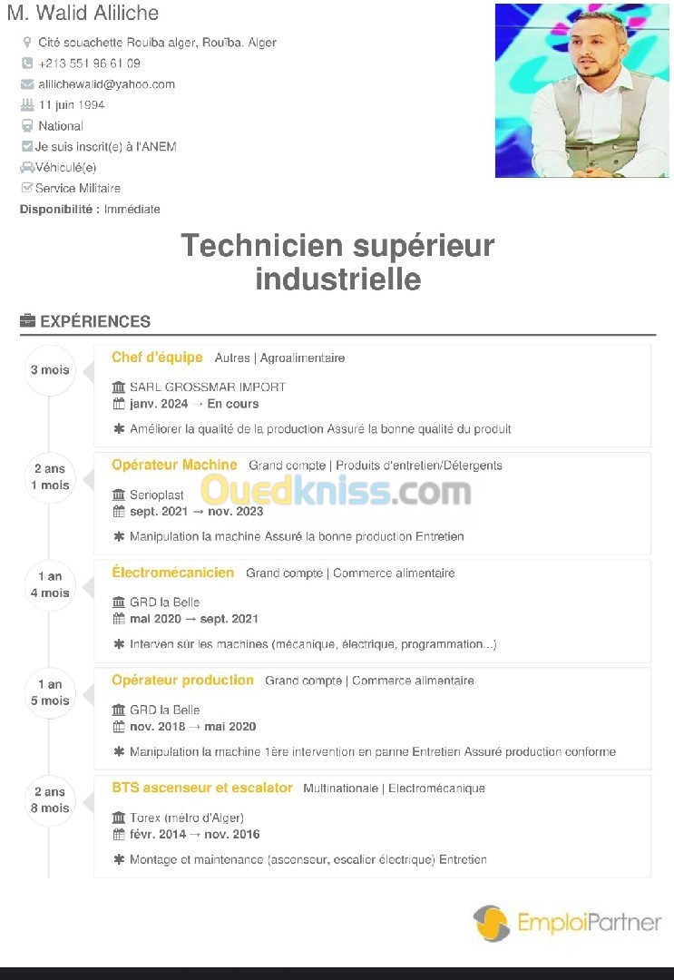 Technicien supérieur production 