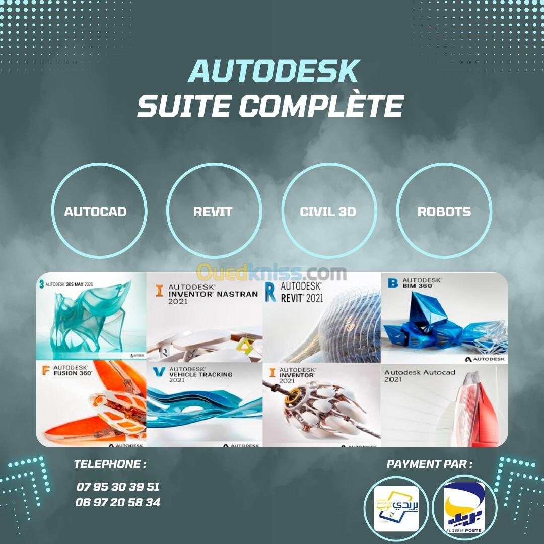 Autodesk complète,Autocad,revit,robot, civil 3d,2022 à 2025 Abonnement 1 An/3Ans windows / MAC OS