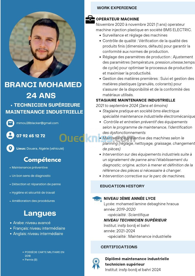 Technicien supérieur maintenance industrielle 