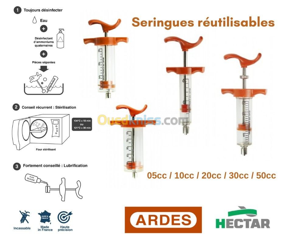 Seringues réutilisables incassables حقن متعددة الاستعمالات 