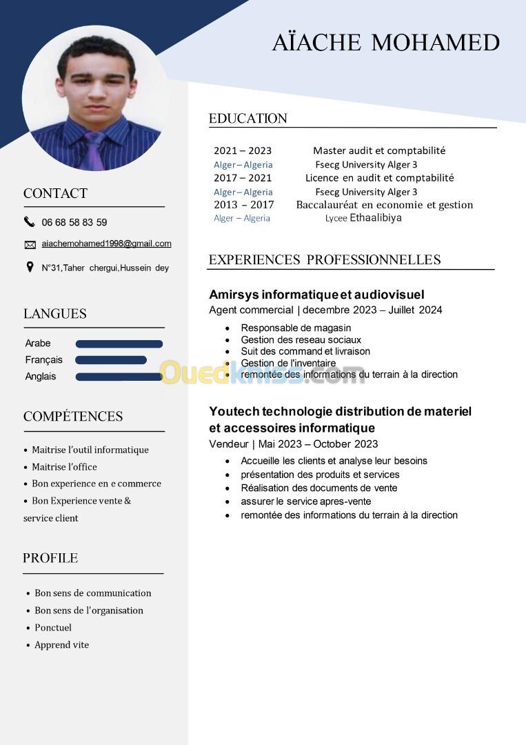 cherche emploi comme commercial