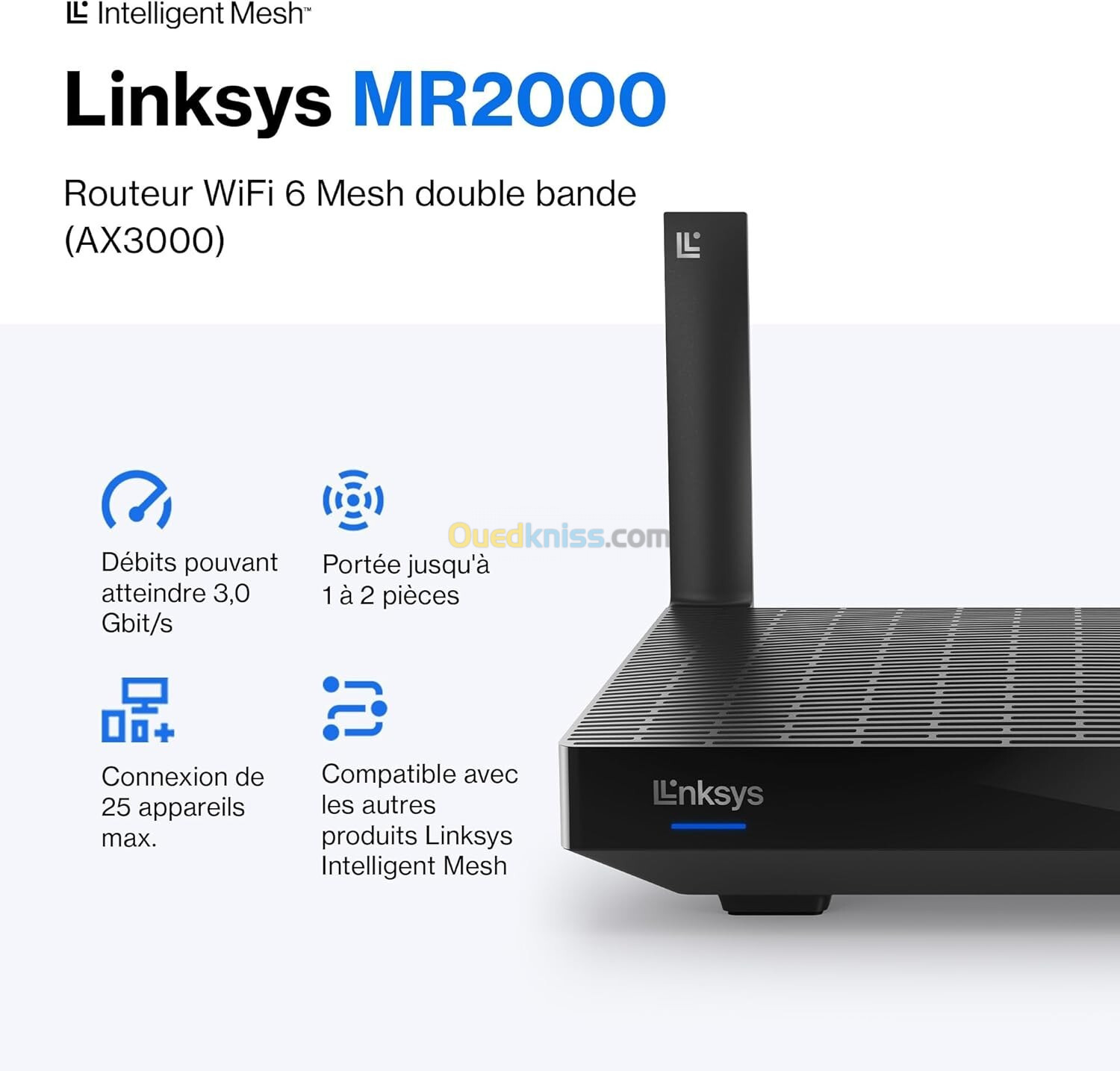 Linksys Routeur WiFi 6 Mesh Double Bande Hydra 6 (AX3000) - Fibre et ADSL