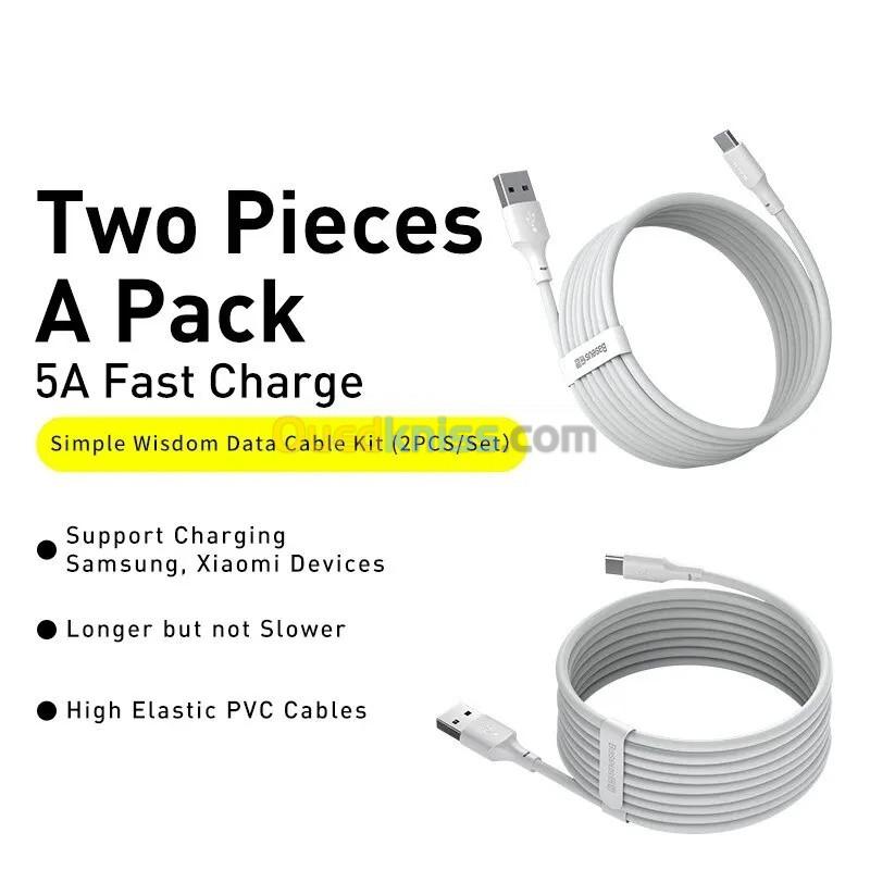 Baseus - Câble de charge rapide USB Type C 5A - 40W - (pack de 2)