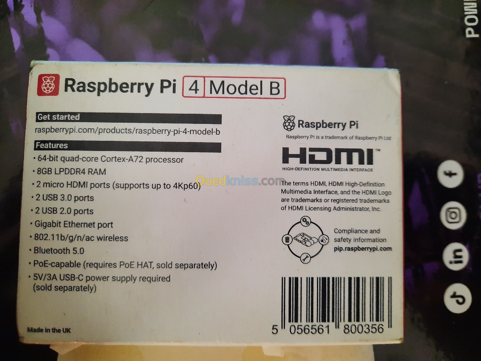 Raspberry Pi 4 B (4 Go de RAM)