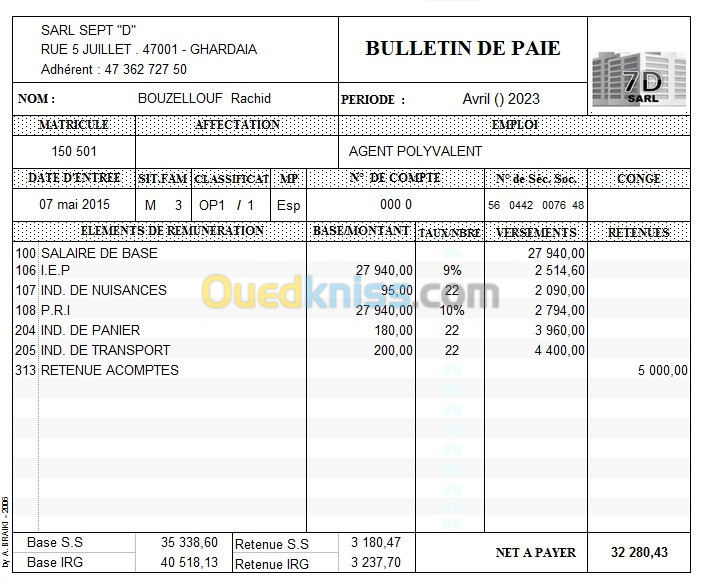 Gestion Paie + RH Excel