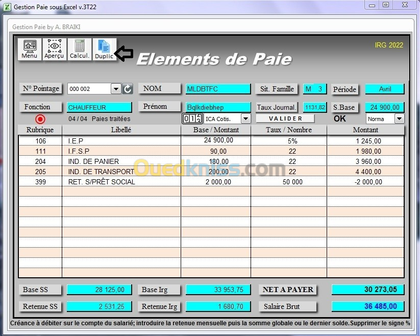 Gestion Paie + RH Excel