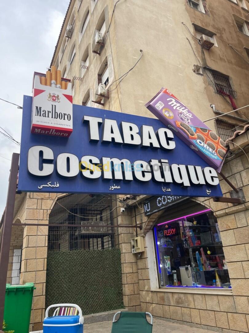 Paneau publicitaire bureau tabac cosmétique 