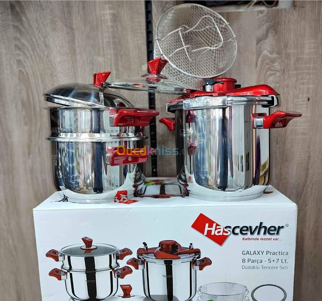 Cocotte Hascevher 9 pièces 5+7L inox 