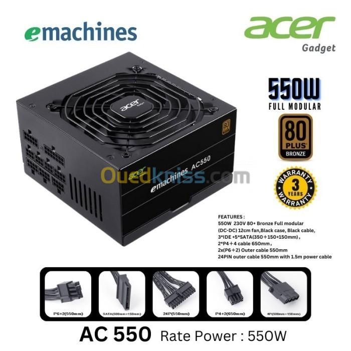 ALIMENTATION ACER EMACHINES 550WAT 80+ BRONZE FULL MODULAIR 