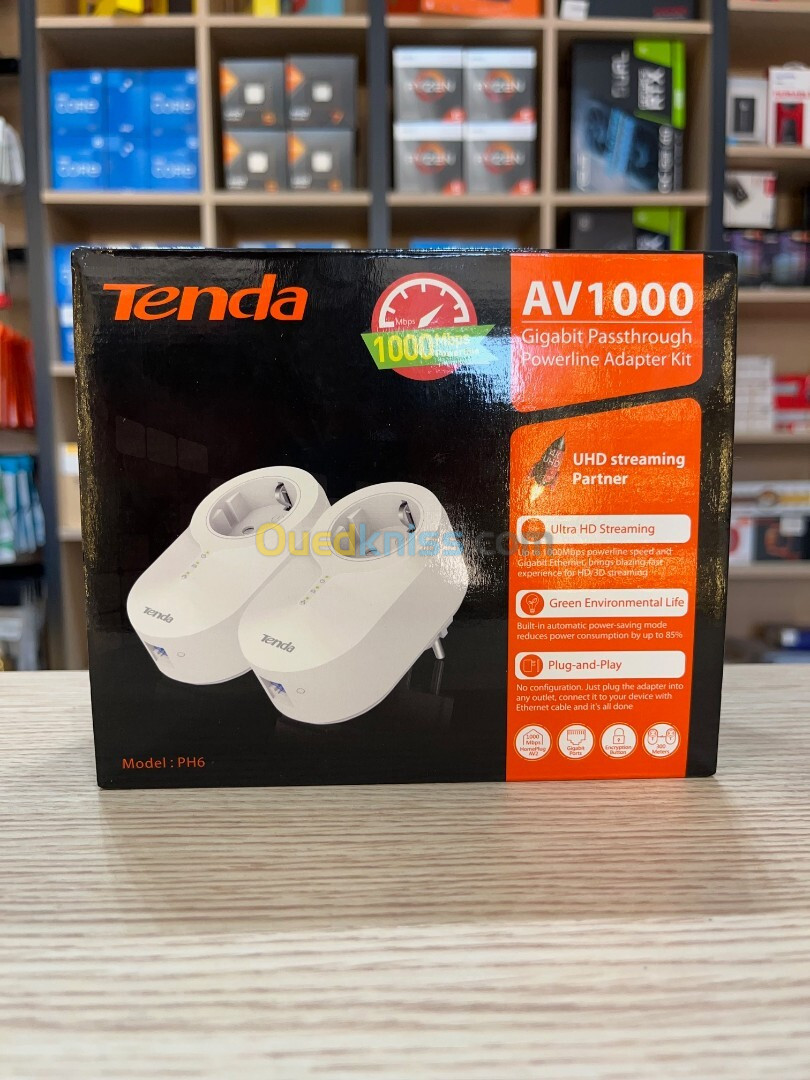 KIT CPL TENDA PH6 GIGABIT POWERLINE AV1000