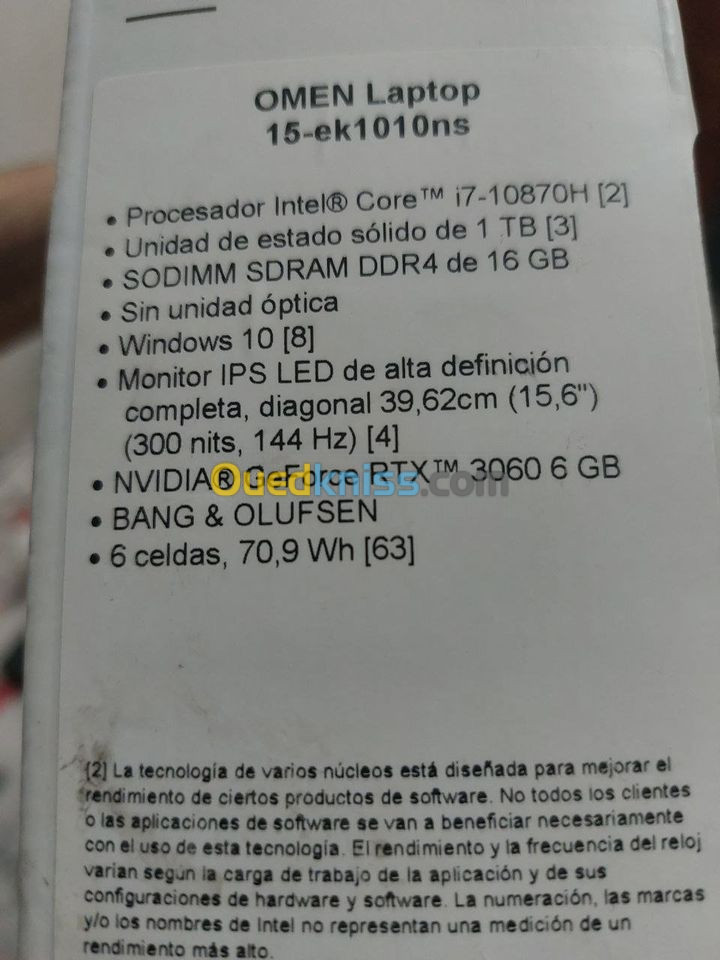 HP omen gamer, RTX 3060 6Gb Vram, 16Gb Ram, 144Hz screen, i7-10870H, 1 tb SSD, 15.6" 