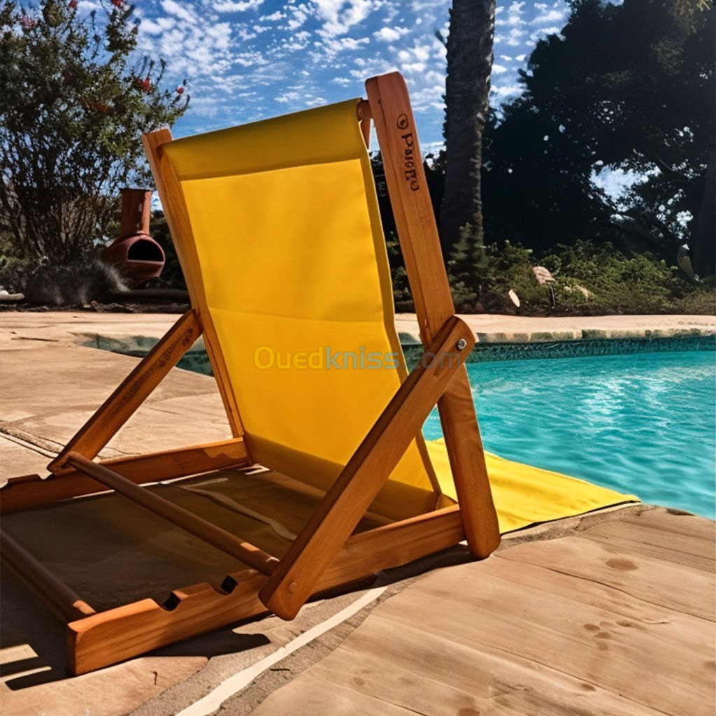 Chaise de Plage Réglable en 3 Positions Avec Poche Arrière