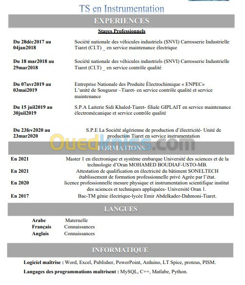 TS en instrumentation 