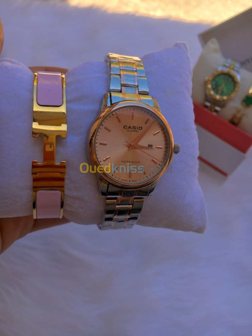 Montre femme + bracelet acier inoxydable avec la boîte haute qualité 