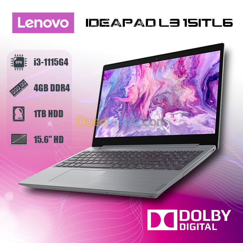 LAPTOP LENOVO IDEAPAD L3 I3 1115 G4 4GB 1TB 15,6" PLATINUM