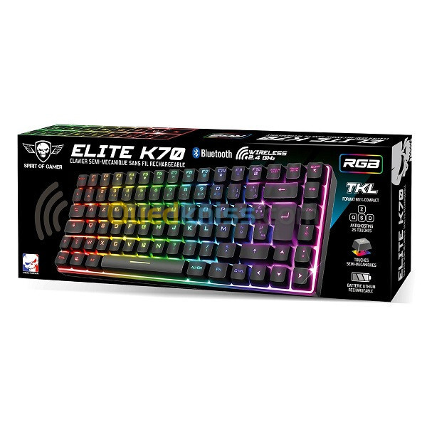 CLAVIER SPIRIT OF GAMER ELITE K70 Gamer compact avec ou sans fil