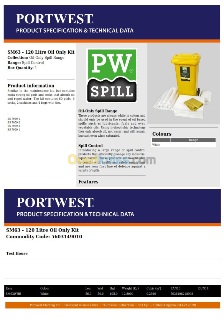 SPILL KIT 120 L & 50L