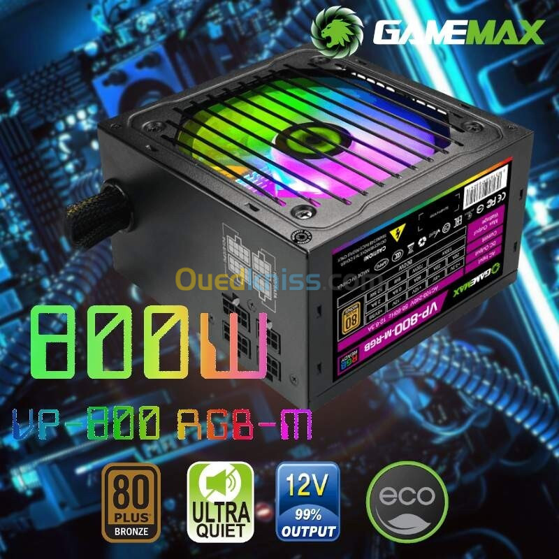 VP800 RGB M GAMEMAX Bloc d limentation de 800W