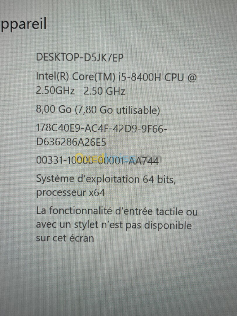 Dell latitude 5491 i5 8400H 8go 256ssd 